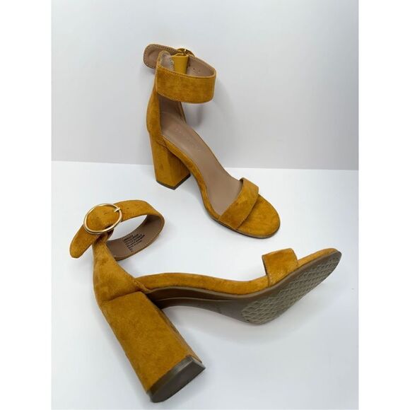 Aerosoles Sandals Womens Size 5 Tan Faux Suede Ankle Strap Open Toe Block Heel - Picture 7 of 10